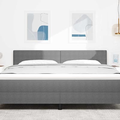 vidaXL - LED - Hoofdbord - met - hoofdeinde - Lichtgrijs - 180 - cm - Corduroy - stof