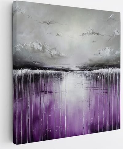 Saammp Canvas Schilderij - Landschap - Zwart - Abstract - 20x20 - Foto op canvas - Wanddecoratie - Muurdecoratie Woonkamer - Slaapkamer decoratie - Canvas Print