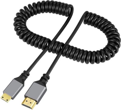 DrPhone MicroFlex - HD Streaming Kabel - 2.4M - HDMI 2.0 Tot Mini HDMI - 1080P - 60Hz - Streamen - Flexibel Spiraal Kabel - Zwart