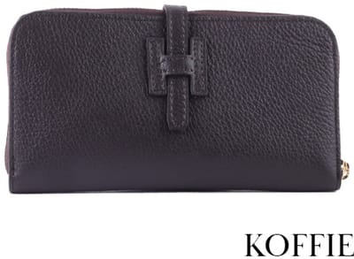 Giuliano lederen portemonee - Dames - Made in Italy - Koffie