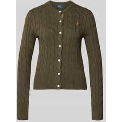 Slim fit gebreid jack met gestikt logo