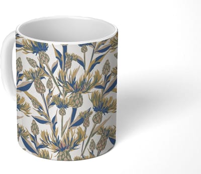 Mok - Koffiemok - Bloemen - Patroon - Design - Natuur - Mokken - 350 ML - Beker - Koffiemokken - Theemok