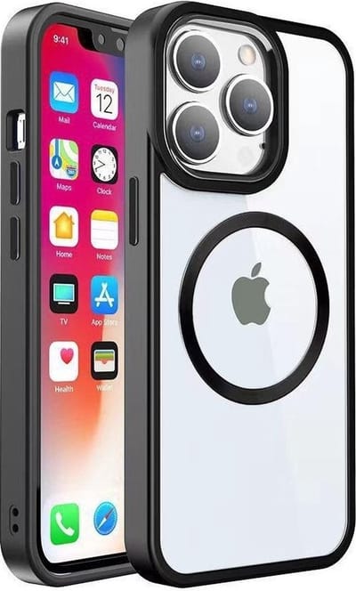 Cityhoesje - iPhone 15 Pro - Backcover hoesje - Magsafe - Transparant - Zwart