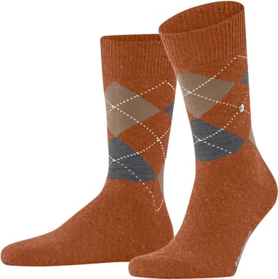 Burlington Dundee gedessineerd wol sokken heren rood - maat 40-46