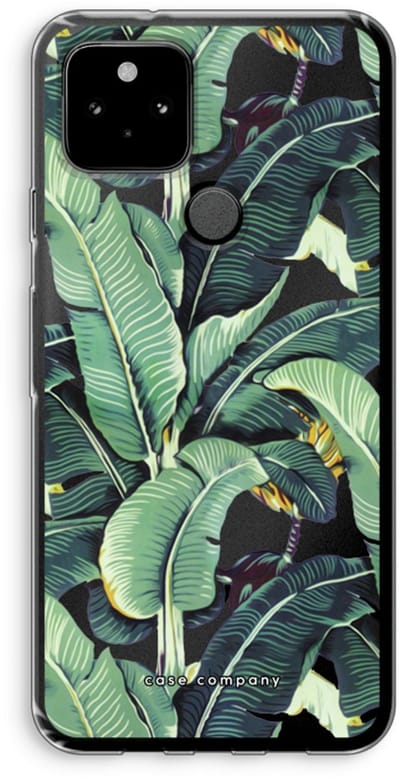 Case Company® - Hoesje geschikt voor Google Pixel 5 hoesje - Bananenbladeren - Soft Cover Telefoonhoesje - Bescherming aan alle Kanten en Schermrand