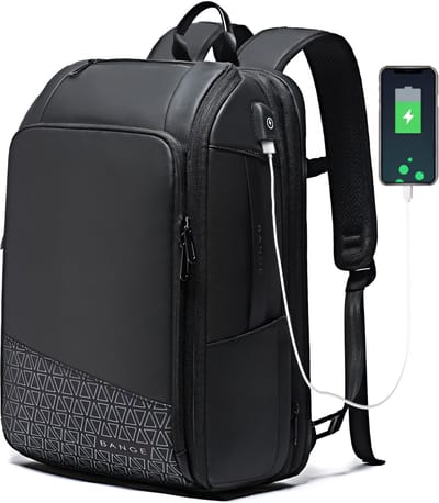 CarryQuest® - Heren Laptop Reistas 15.6" - Uitbreidbaar 27-54L - Anti-Diefstal & Waterbestendig - USB - Zwart