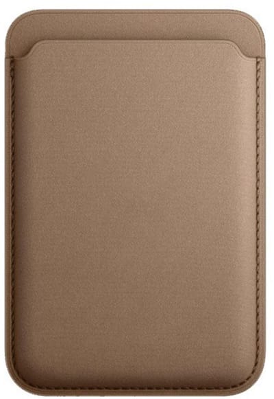 Magnetische Kaarthouder - geschikt voor MagSafe - tot 3 Pasjes - Wallet - Gevlochten Nylon - geschikt voor iPhone 12 / 13 / 14 / 15 / 16 / 17 / PRO / PRO MAX - lichtbruin