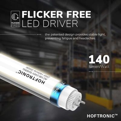 HOFTRONIC LED TL armatuur 150cm dubbel - T8 (G13) - 50 Watt 7000 lumen (140lm/W) - 3000K Warm wit (830) - Flikkervrij - IP20 Stofdicht