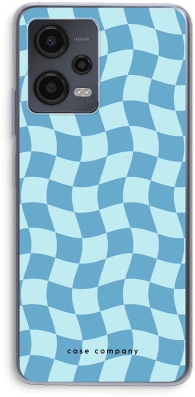 Case Company® - Hoesje geschikt voor Xiaomi Redmi Note 12 hoesje - Grid Blauw - Soft Cover Telefoonhoesje - Bescherming aan alle Kanten en Schermrand