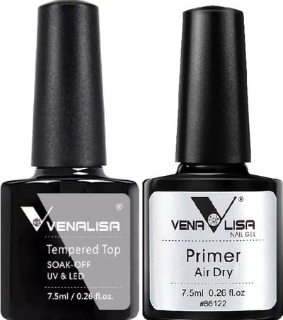 Venalisa Top Coat en Primer UV Gelnagellak - Set 15 ml (2x 7.5 ml) - Gellak Starterspakket - Gellak Top Coat - Primer Gellak - Gellak Set - Gel Primer - Venalisa Gellak - Gellak Nagellak
