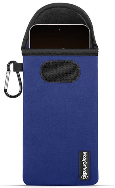 MobyDefend Hoesje - Geschikt voor Xiaomi 15T Pro - Neopreen Pouch Met Karabijnhaak - Insteek - Riemlus - Blauw