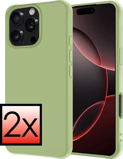 Hoesje - 2 Stuks - Geschikt voor Apple iPhone 16 Pro - Sterk & Shockproof - Case Siliconen - Back Cover - Telefoon Hoes - Groen