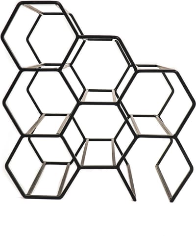 Housevitamin Wijnrek Metaal 28x19x29cm 6 Vakken Modern Design Eyecather - Zwart