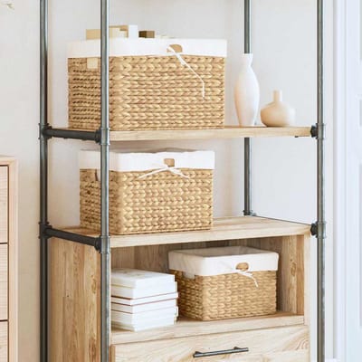 vidaXL - Opbergmanden - 3 - st - Waterhyacint - 35 - x - 30 - x - 25 - cm - Naturel