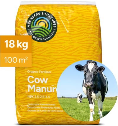 MRS Gedroogde koemestkorrels 18 kg - 100% organisch en milieuvriendelijk - Rijk aan organische stof - 120 dagen voeding - Nagenoeg geurloos en hygiënisch - Allround meststof