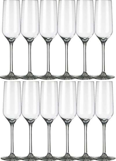 Royal Leerdam Champagneglazen/flutes Carre - 12x stuks - 220 ml - Champagne drinken - Champagneglazen van glas