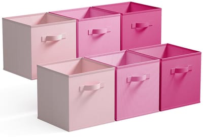SAYS Kubus opbergdozen, stoffen opbergkubussen 27x27 cm, opvouwbare opbergkubus met handvat opbergen en organiseren, cube storage boxes, fabric storage cubes for organising - Roze Kleurverloop