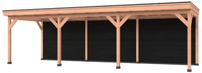 Douglas overkapping, 900 x 250, Met achterwand, Westwood Comfort Basic zwart
