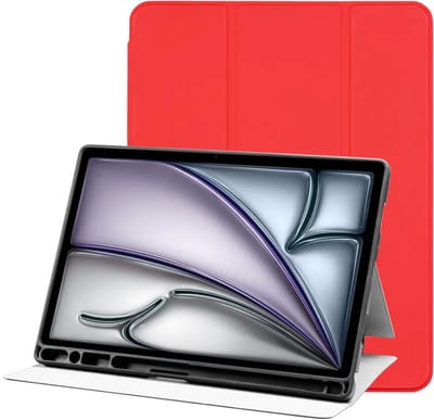 Tablet Hoes Geschikt voor Apple iPad Air 11 (2024/2025/2026) | Luxe Tri-Fold Book Case | Kunst Leren Bescherm Hoes | Standaard Functie | Rood