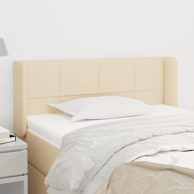 vidaXL - Hoofdbord - met - randen - 83x16x78/88 - cm - stof - crèmekleurig