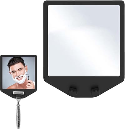 Douchespiegel met anti-condens functie, frameloze hangspiegel voor badkamer en camping, 17 cm × 14 cm