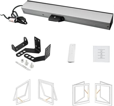 Elektrische Raamopener - Automatisch Ventilatiesysteem - Slimme Ventilatie - Afstandsbediening Inbegrepen - 24V - Zilver