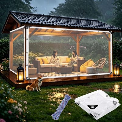 Dekzeil Waterdicht - Transparant PVC - Buiten Beschermen - Hitteverzegelde Randen - 155 x 360 cm - Transparant