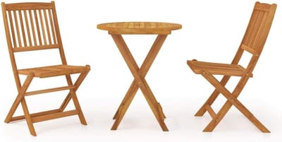 Inklapbare tuinset - Houten buitenmeubelen - Gezellig buiten eten - Met parasolgat - 3-delig - Bruin