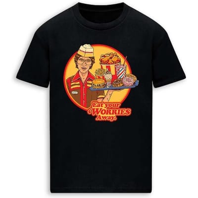 Steven Rhodes - Fun T-shirt - Eat Your Worries - M tot 3XL - voor Mannen - zwart