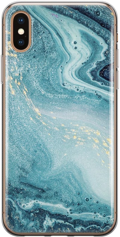 Leuke Telefoonhoesjes - Geschikt voor iPhone Xs - Marmer blauw - Soft case - TPU - Blauw