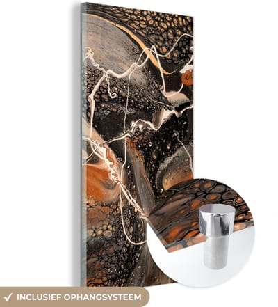 MuchoWow® Glasschilderij 20x40 cm - Schilderij acrylglas - Verf - Design - Abstract - Foto op glas - Schilderijen