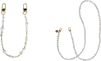 xoxo Wildhearts telefoonkoorden Beachy Vibes Wit + Pearlfection Lang – elegante telefoonkettingen met pareldetail – verstelbaar en modieus – geschikt voor iPhone / Samsung