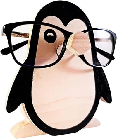SnelShoppen - Schattige Creatieve Dieren Brilhouder - Houten Eyeglas Stand voor Zonnebrillen - Desk Decoratie voor Thuis en Kantoor - Pinguïn Design