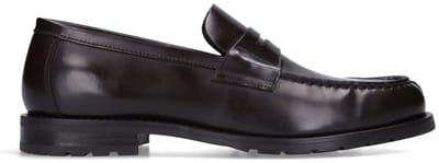 Manfield - Heren - Bruine leren loafers - Maat 40