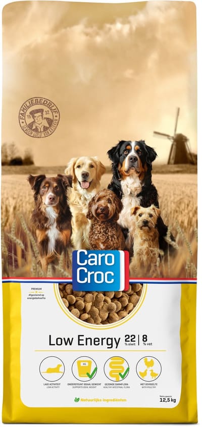 Hondenvoer CaroCroc - Low Energy 22/8 - 12,5 kg, Volledige Diervoeding voor Inactieve Honden