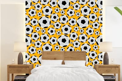 Behang - Fotobehang Patronen - Sport - Voetbal - Jongens - Kinderen - Kids - Jongen - Breedte 220 cm x hoogte 240 cm