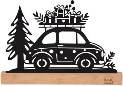 UNUS® Staander decoratieve auto kever met boom en cadeautjes kerst decoratie zwart