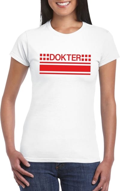 Dokter logo wit shirt voor dames - Hulpdiensten verkleedkleding S