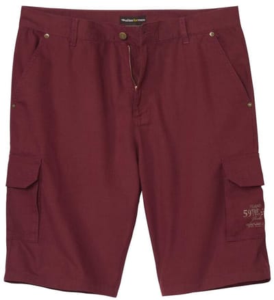 ATLAS FOR MEN - Bordeauxrode cargobermuda van canvas - Heren - Verkrijgbaar in grote maten - W32