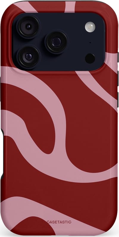 Casetastic hoesje geschikt voor Apple iPhone 17 Pro - MagSafe - Dubbellaagse bescherming - Roze Rode Framboos Blobs - Fashion Case - Bordeaux Lila