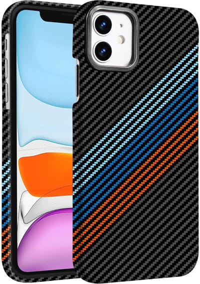 Hoesje Geschikt voor iPhone 15 Hoesje riemen - Carbon Hoesje Geschikt voor MagSafe iPhone 15 - Shockproof Back Cover