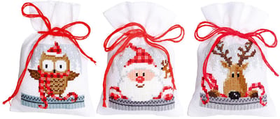 Vervaco - Kruidenzakje kit - Kerst - Kerstfiguren II set van 3 - PN-0149462 - Borduren - Borduurpakket - Borduurpakket volwassenen - Borduurpakket kind