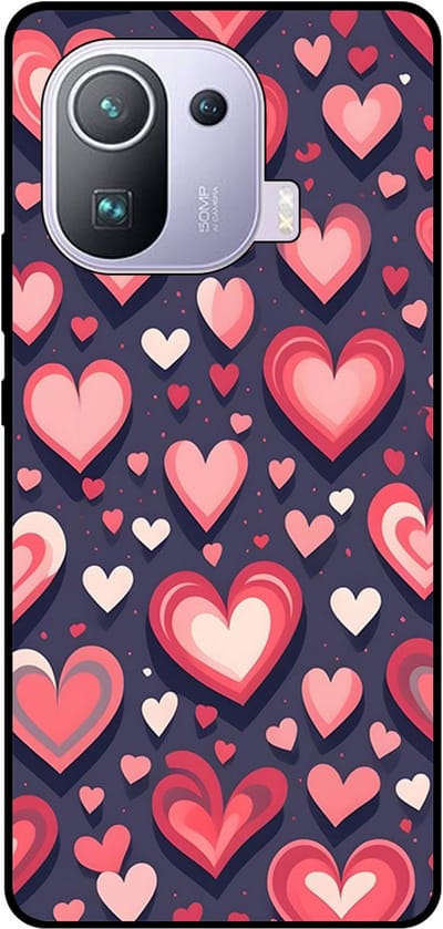 Smartphonica Telefoonhoesje Geschikt voor Xiaomi Mi 11 Pro met Hartjes Opdruk - TPU Backcover Case With Heart Design geschikt voor Xiaomi Mi 11 Pro