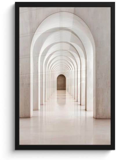 Poster in lijst - Fotolijst 40x60 cm - Posters - Hal - Bogen - Symmetrisch - Modern - Posterlijst zwart - Decoratie - Wanddecoratie woonkamer - Muurdecoratie slaapkamer