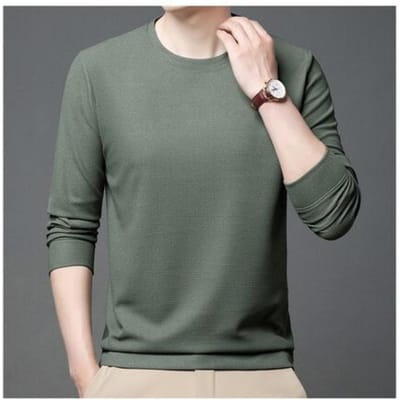 Herfst Nieuw T-shirt met Lange Mouwen Heren Effen Kleur Middenleeftijd Vader Shirt Heren Veelzijdige Trui met Ronde Hals 4XL gray