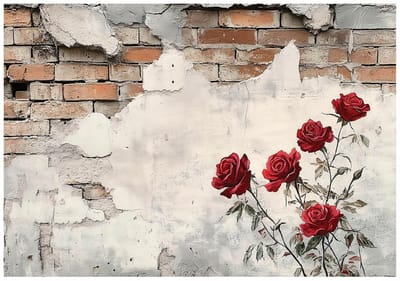WALLARENA - Fotobehang - 150x105 cm - Fototapete met onderkant, bloemen en pleister voor slaapkamer en salon van vliesbehang