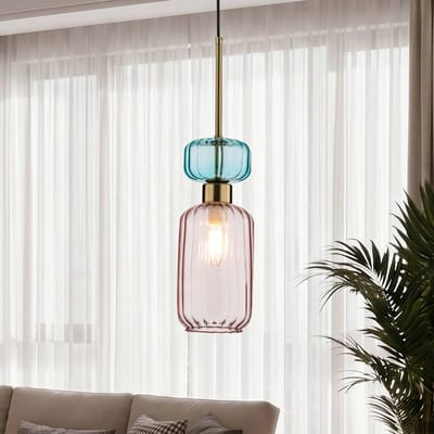 Milagro Lighting Hanglamp Molly, roze/goud, 1-lamp, glas, Ø 12 cm