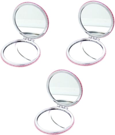 Glitter Make-up Spiegel - Mini Reisspiegel Compact - Dagelijkse Make-up - Inklapbaar Ontwerp - 8 cm Diameter - Roze