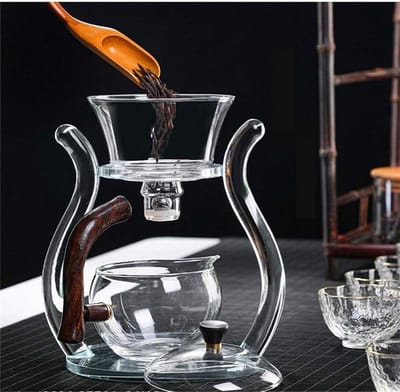 Automatische Luie Thee Set Magnetische Roterende Kungfu Hittebestendige Glazen Theepot Set - Pak met 6 stks Theekopjes
