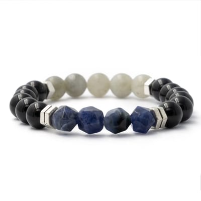 Bixorp Gems Labrdoriet + Onyx + Hoekige Lapis Lazuli Edelstenen Armband - 8mm / 18cm - Edelsteen Kralenarmband